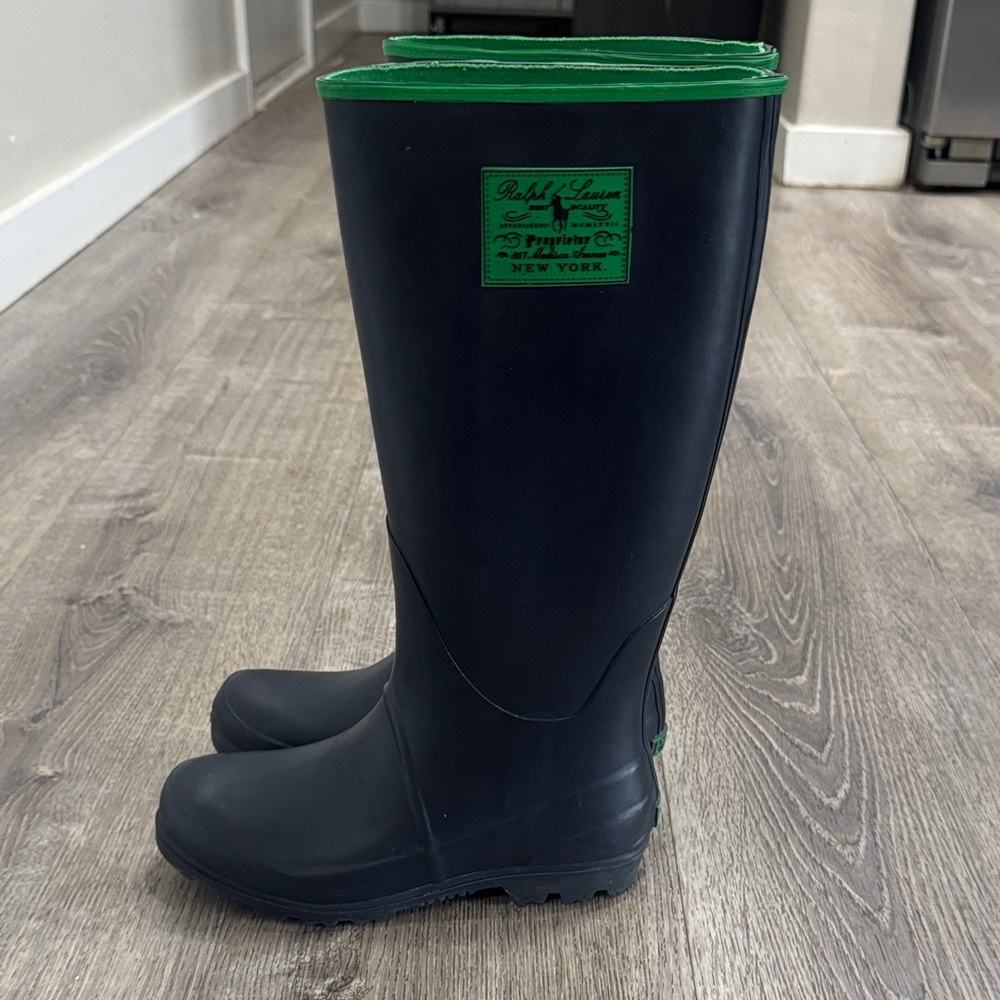 Ralph Lauren Polo Size 5Navy Blue & Green Rain Boots